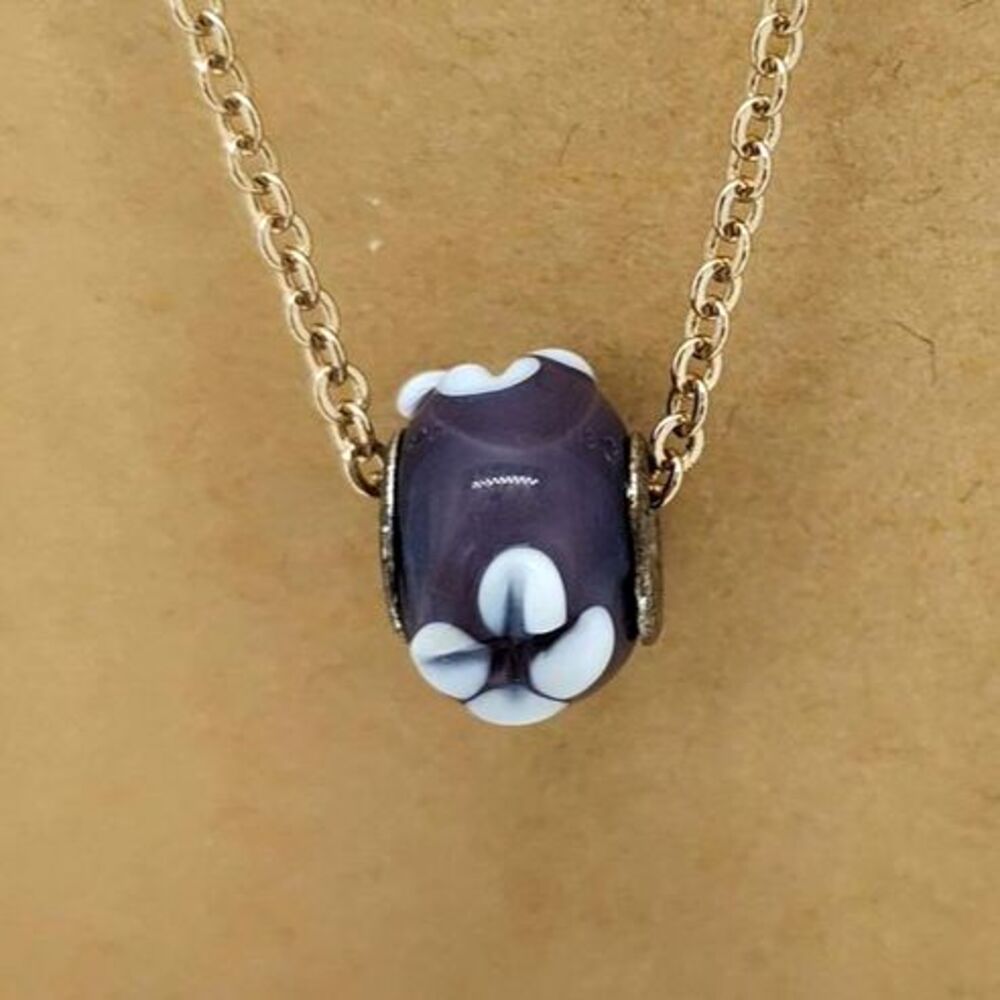 Purple Floral Pendant and Chain Necklace
